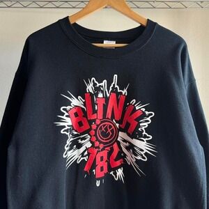 Vintage Y2K 2000s Blink 182 Black Graphic Skater Grunge Crewneck